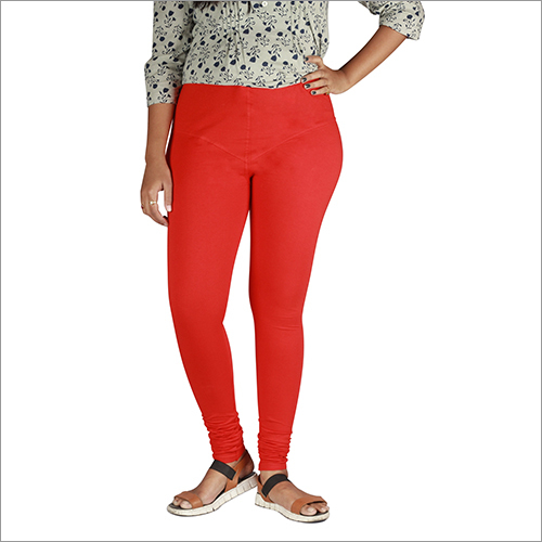 Red Full Length Legging - Cotton Material, Waist Size 26"-36", All Season Wear | Casual Style, Washable, Indian Ethnic Design