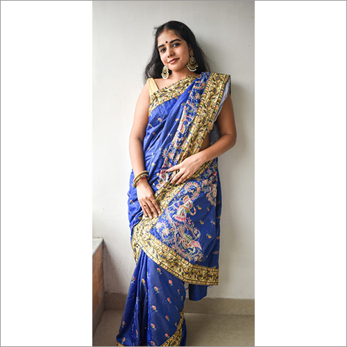 Royal Blue Embroidered Saree