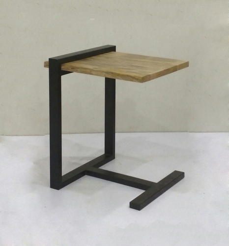 Metal Stand Wooden Top Dcor Side Table
