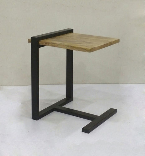 Metal Stand Wooden Top Decor Side Table