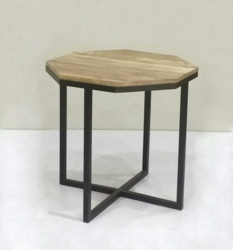 Wooden Top With Metal Stand Dcor Table