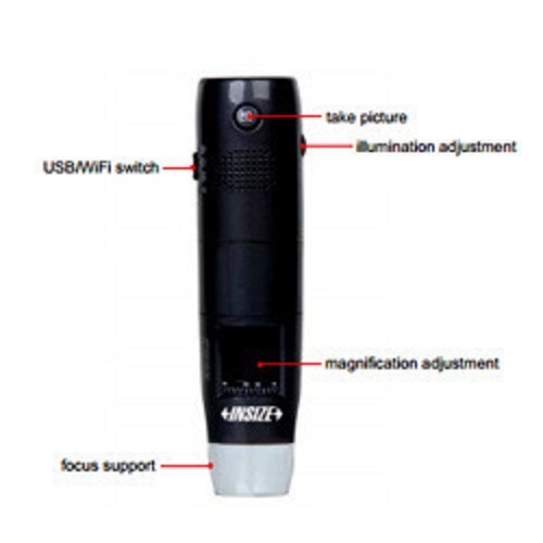 INSIZE ISM-WF200 Wifi Digital Measuring Microscope - Plastic Build, 5m WiFi Working Distance, White Color | Connects Multiple Devices, Captures Pictures and Videos, Supplied Software, 230V Power