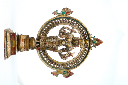 Bronze Vishnu - 32x13x43 cm Bronze Sculpture, Gold Finish, Removable Parts, Traditional Design