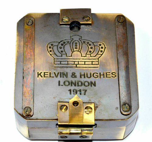 SOLID BRASS KELVIN & HUGHES 1917 BRUNTON COMPASS ~ ANTIQUE COMPASS VINTAGE GIFT