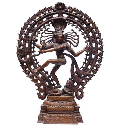 Bronze Dancing Siva - Bronze, 43x12x58 cm, Brown, 10.08 kg, Intricate Details, Traditional Style, Polished Finish
