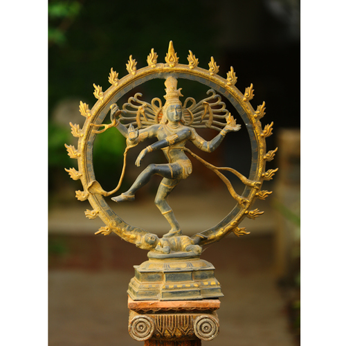 Bronze Dancing Siva - Bronze, 54x23x64 cm, Dark Brown | Handcrafted, Intricate Details, Traditional Style, Patina Finish