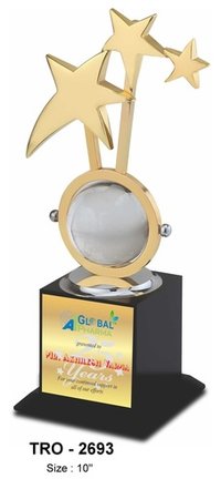3 Star Glass Globe Metal Trophy