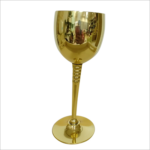 Golden Brass Plain Goblet Glass