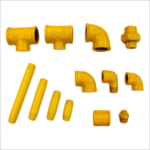 Yellow Powder Coated Pipe Fittings For Gas Applications - As Per Is 1879-1987 Standard