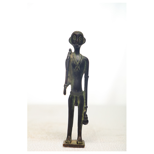 Traiable Figures - Bronze 4x4x19 cm Dark Brown, Intricate Tribal Design with Feng Shui Symbolism