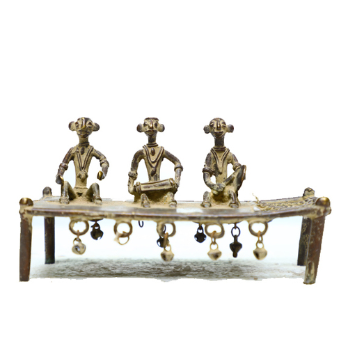 Traiable Figures - Bronze 19x9x11 cm, Gold Antique Finish | Handcrafted Tribal Sculpture, Feng Shui Symbolism, Collectible Art