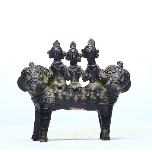 Traiable Figures - Bronze 14x5x12 cm, Dark Brown | Handcrafted Tribal Statue, Feng Shui, Wealth Symbol, Positive Energy