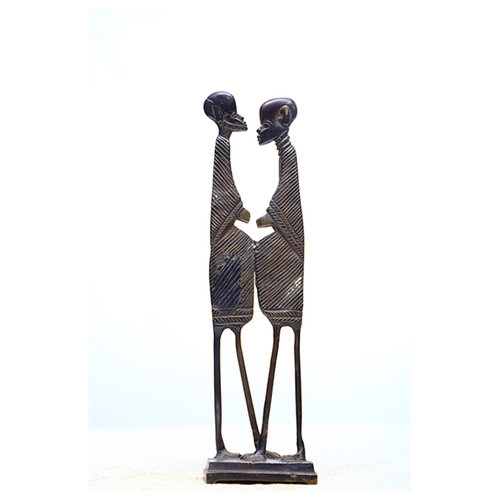 Traiable Figures - Wood/Metal 8x5x28cm Dark Brown, Tribal Style, Feng Shui Sculpture