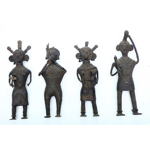 Traiable Figures - Bronze 8x4x14 cm Dark Brown, Handcrafted Intricate Tribal Statue with Feng Shui Symbolism