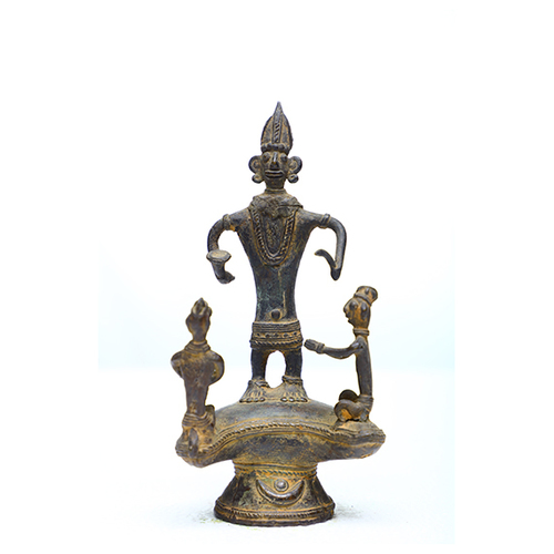 Traiable Figures - Bronze 10x6x22cm Dark Brown, Handcrafted Tribal Feng Shui Statue