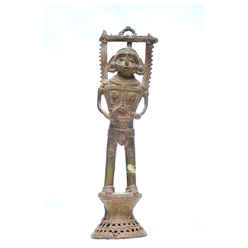 Traiable Figures - Bronze 10x8x35cm, Brown | Handcrafted Tribal Art, Fengshui, Decorative, Spiritual, Durable Antique Finish