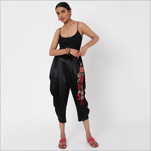 Washable Black Draped Pant