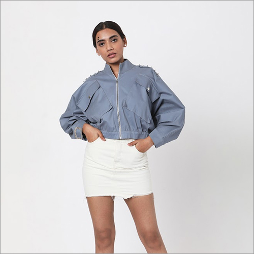 Grey Embroidered Cropped Jacket Age Group: Adult