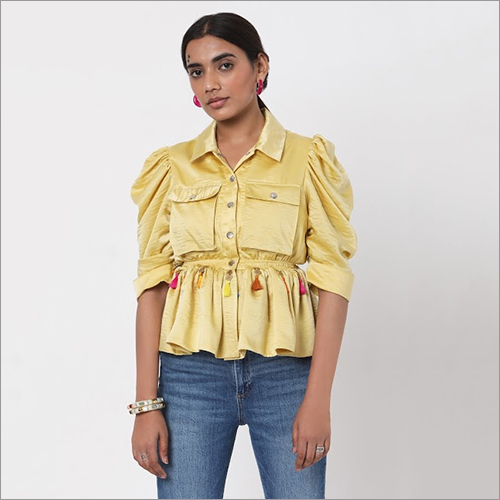 Yellow Embroidered Peplum Jacket Age Group: Adult
