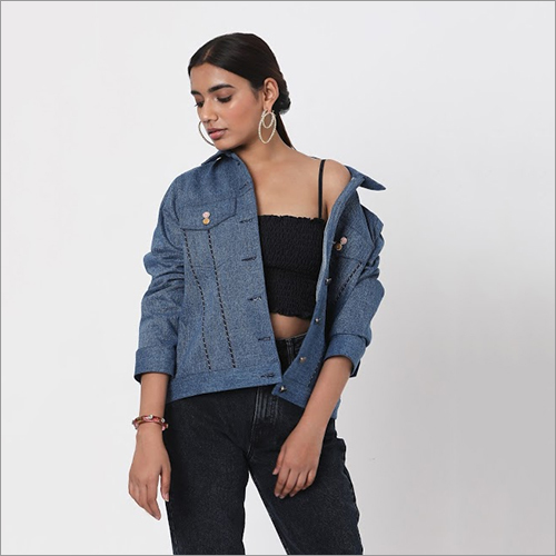 Washable Embroidered Denim Oversized Jacket