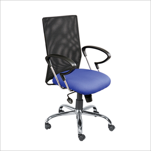 Mesh Chair - Mesh and Metal, 22.5" W x 23.5" D x 39.5" H , Adjustable Height and Lumbar Support