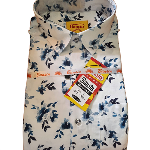 Mens White Printed Shirt - Cotton, Available in Different Colors | Washable Casual Shirt