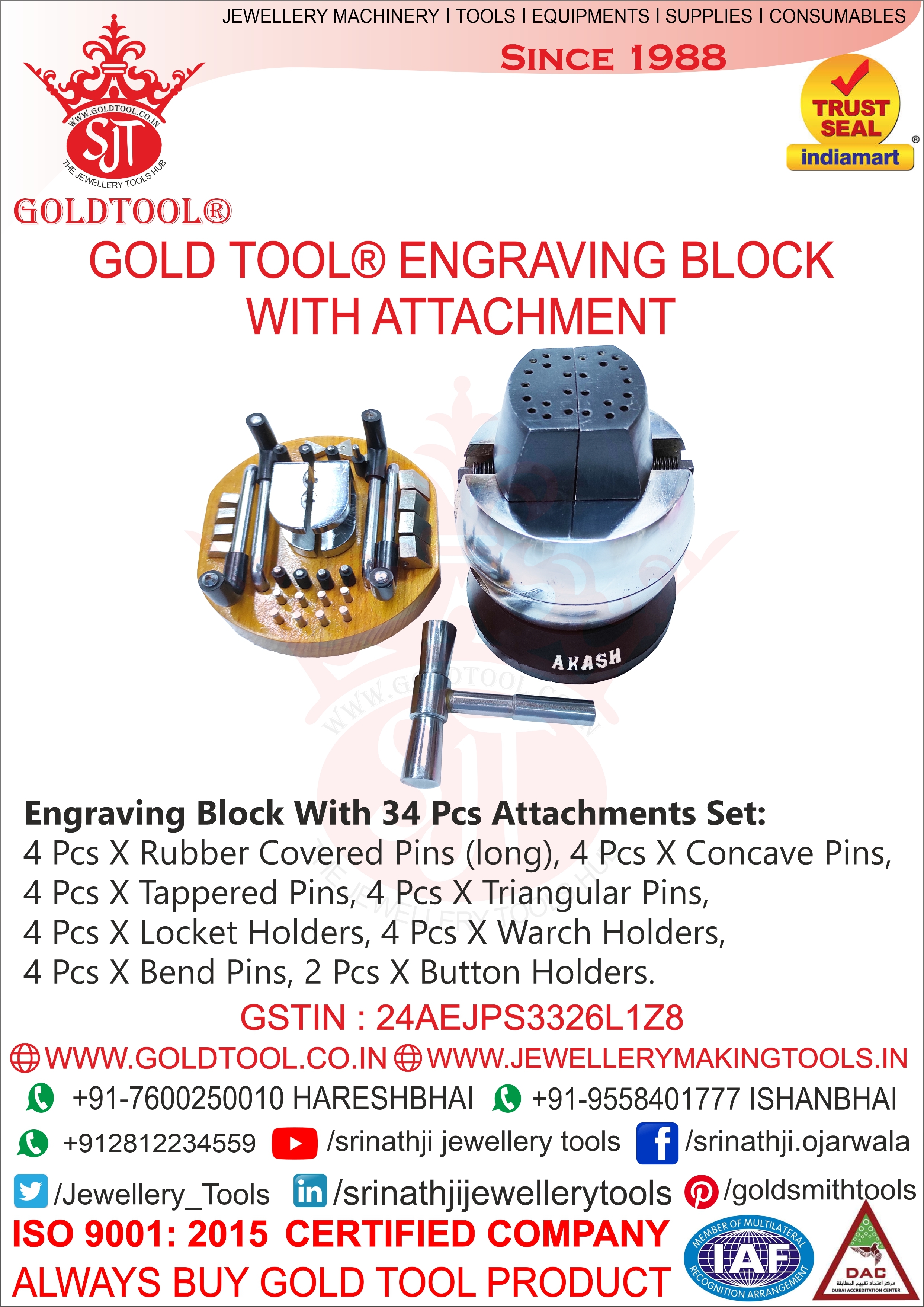Engraving Block With Attachment Gold Tool