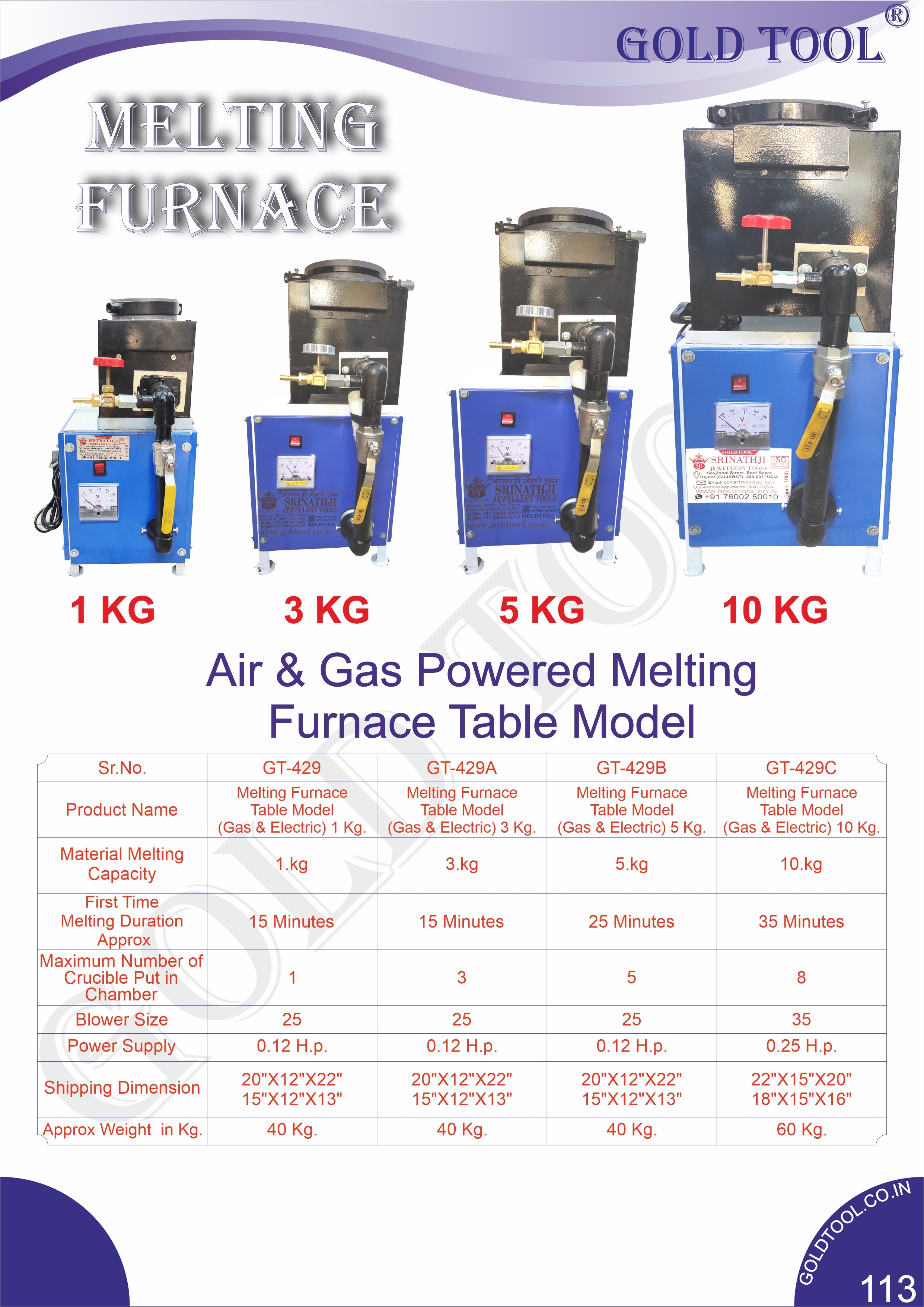 Gold Tool Air And Gas Powered Melting Furnace