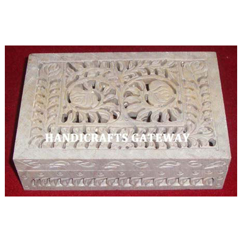 Indian Handmade Natural Soapstone Jewelry Gifts Box