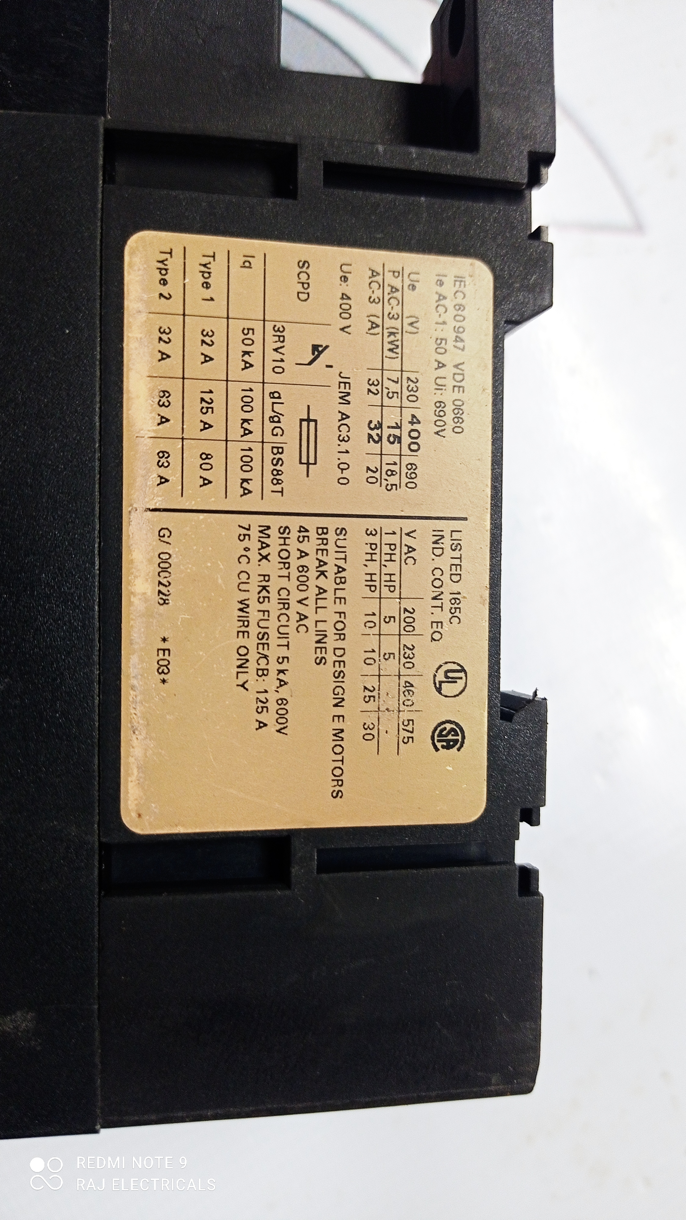 SIEMENS CONTACTOR - 3RT 1034