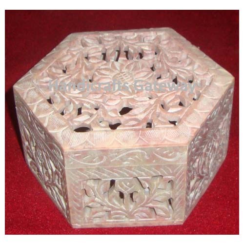 Soapstone Carved Jewelry Box