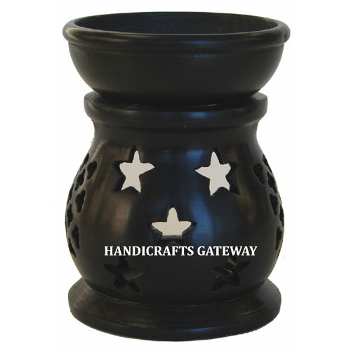 All Soapstone Colors Will Be Vary Handmade Black Aroma Oil Diffuser / Lamp