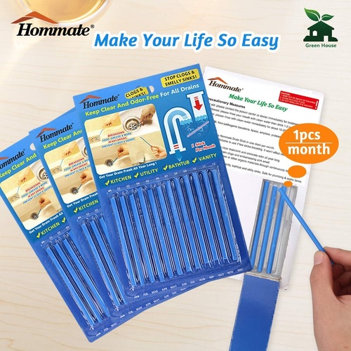Toilet Tanks 12 Pcs Sani Sticks Drain Cleaner & Odor Remover