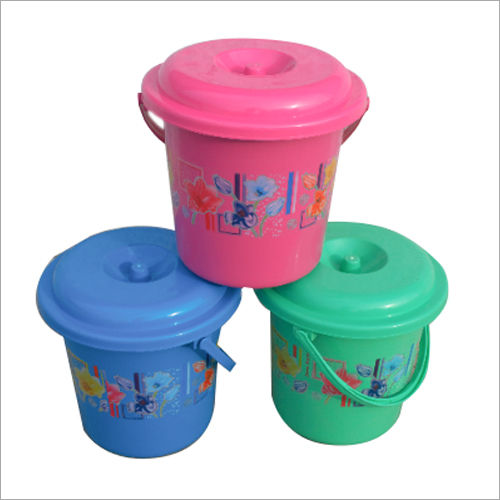 Multicolor Konark Print Plastic Water Bucket With Cap