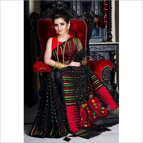 Designer Jamdani Saree - Cotton Silk Fabric Zari Work Detailing Any Color Option