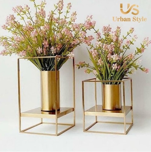 Box Pattern Metallic Planters