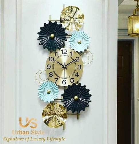 Metallic Wall Decor with Wall Clock
