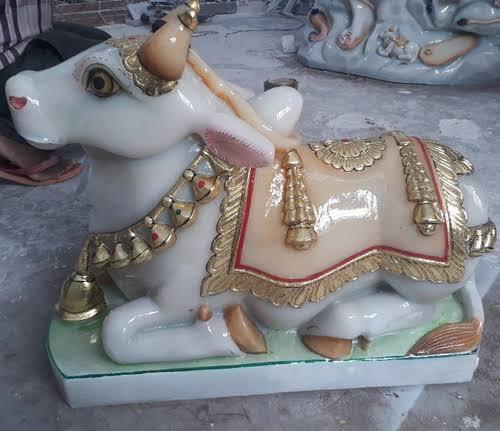 Marble Nandi Statue Height: 1 Foot (Ft)