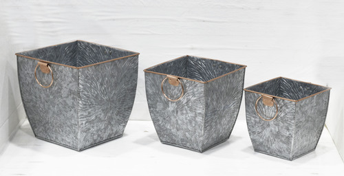 Square Shape Set of 3 Metal Planter