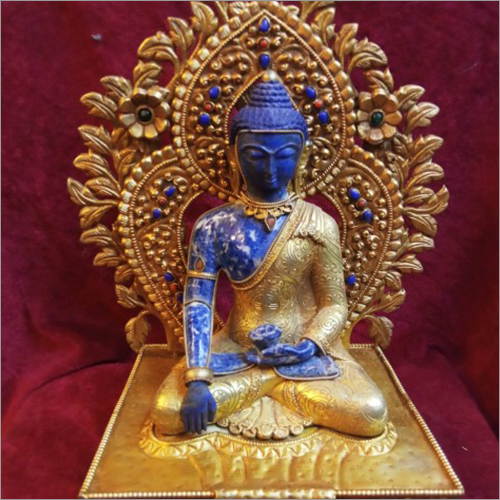 Hand Carved Lapis Stone Shakyamuni Buddha Statue