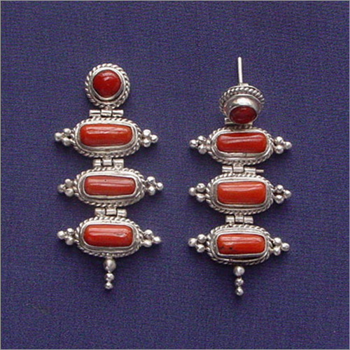 Sterling Silver With Coral Earring Gender: Children