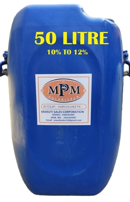 Sodium Hypochlorite Solution - Industrial Grade, 50 Litre, 10% to 12% Purity, Fragrant Liquid for Water Treatment, Pharmaceutical Applications, Textile Bleaching, and More