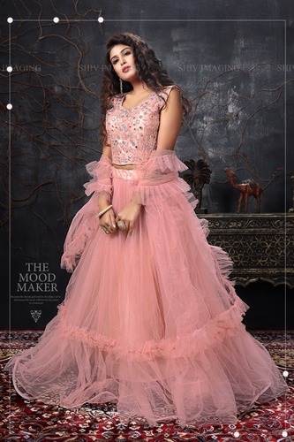 Peach Party Wear Fashionable Womens Crop Top