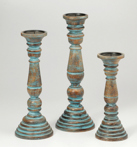 Antique Finish Set of 3 Candle Holder