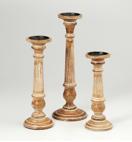 Natural Set of 3 Candle Holder