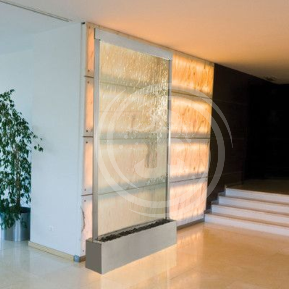 Wall Fountains - Glass, 4-8 Feet Height, 16" Width | Indoor Wall Decoration, RGB Color, Ambient Lighting, Stress Reduction