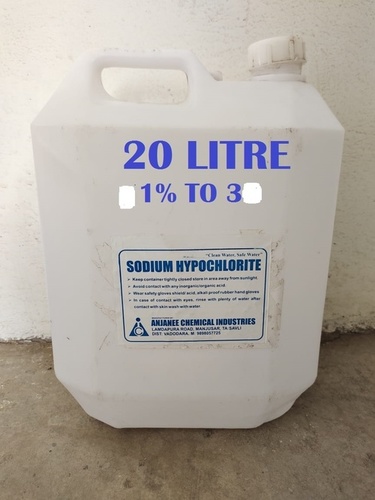 (1% To 3% ) 20 Litre Sodium Hypochlorite Solution Cas No: 7681-52-9
