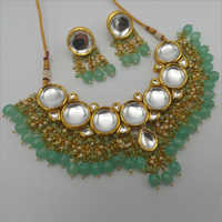Kundan Necklace Set with Mint Drop