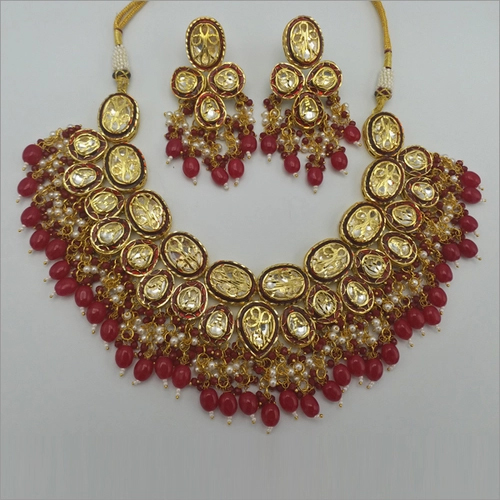 Kundan Necklace Set with Ruby Drops By KYRIA
