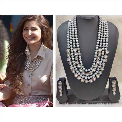Anushka Style Pearl and Kundan Necklace with Earring By KYRIA